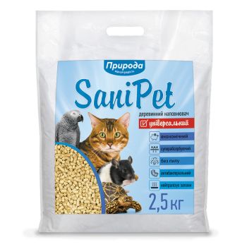 Древесный наполнитель для кошачьего туалета Природа SaniPet Универсальный 2,5 кг