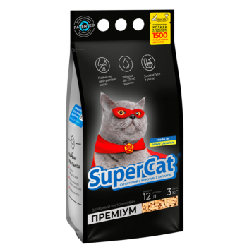 Super Cat Премиум Черный 3 кг Наполнитель для кошачьего туалета древесный Акция