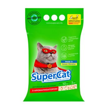 Наполнитель для кошачьего туалета SuperCat с ароматизатором Древесный впитывающий 3 кг (3551) Акция