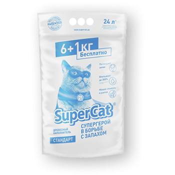 Древесный наполнитель для кошачьего туалета Super Cat Стандарт Белый 15 кг