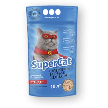 Древесный наполнитель для кошачьего туалета Super Cat Стандарт Синий 3 кг