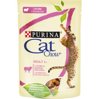 Влажный корм для котов Purina Cat Chow Adult 1+ с ягненком и зеленой фасолью 85 г