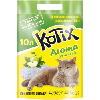 Силикагелевый наполнитель для кошачьего туалета Kotix Aroma Green Apple 10 л
