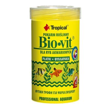 Сухой корм для аквариумных рыб Tropical в хлопьях «Bio-Vit» 100 мл (для травоядных рыб)