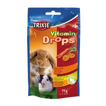 Лакомство для кроликов и морских свинок Trixie «Vitamin Drops» 75 г (морковь)