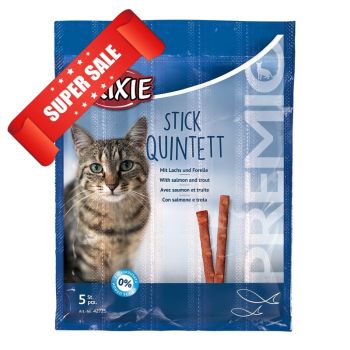 Лакомство для кошек Trixie Premio Stick Quintett (лосось и форель), 5 шт х 5 г Акция
