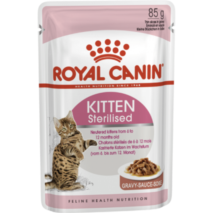Акция 8+4! Влажный корм для кошек Royal Canin Kitten Sterilised Sauce 85 г х 12 шт