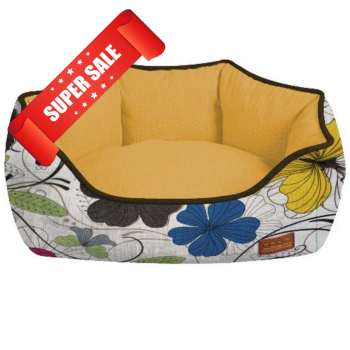 Лежак для собак Croci Cozy Flo, овальный, оранж/цветы, 40x32x16см