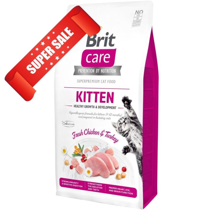 Сухой корм для котят Brit Care Grain-Free Kitten Healthy Growth & Development Fresh Chicken & Turkey 7 кг