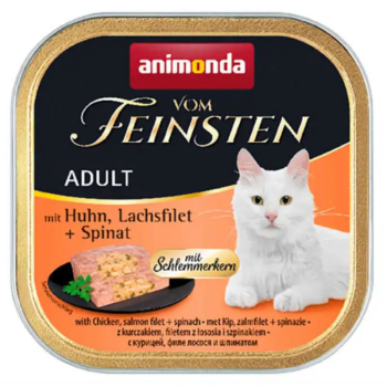 Влажный корм для кошек Animonda Vom Feinsten Adult with Chicken, Salmon filet + Spinach 100 г Анимонда Акция