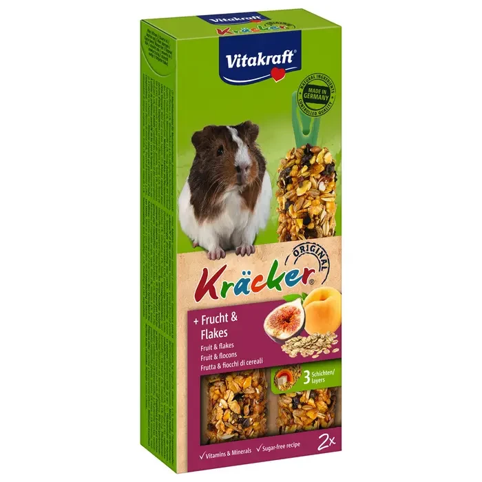 Ласощі для морських свинок Vitakraft «Kracker Original + Frucht & Flakes» 112 г / 2 шт. (фрукти та пластівці) Акция