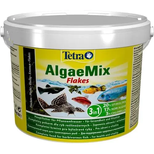 Сухой корм для аквариумных рыб Tetra Algae Mix в хлопьях 10 л (для травоядных рыб) тетра Акция
