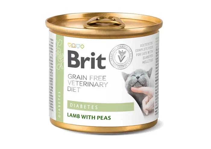 Влажный корм для кошек при сахарном диабете Brit VetDiets Diabetes 200 г (ягненок и горох) Брит Акция